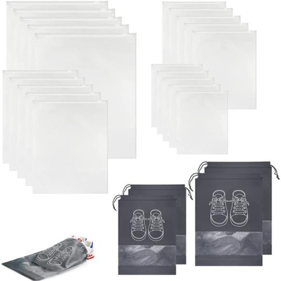 24PCS Travel Luggage Organizer Set with Shoe Bags,Sorting Packing Zipper Pouch f